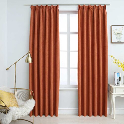 Furnova Zatemnitvene zavese z obe&amp;scaron;ali 2 kosa rjaste 140x225 cm, (21918122) Slike