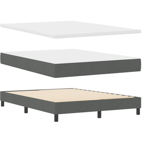 VidaXL Box Spring Krevet s Madracem, Tamno Siva, 140x190 cm, Tkanina Slike