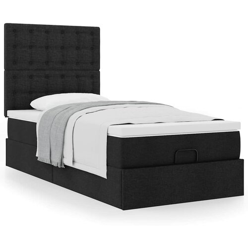 VidaXL Otomanski okvir kreveta s madraca crni 90x190cm od tkanine Slike