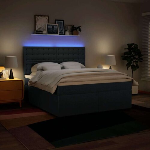 VidaXL Krevet s oprugama i madracem plavi 180x200 cm od tkanine Slike