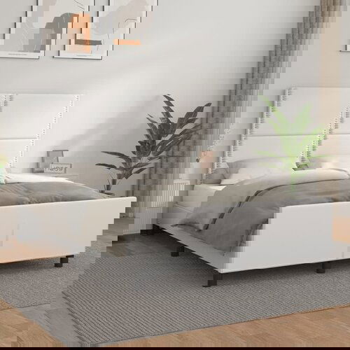  The Living Store Posteljni okvir z vzglavjem bel 140x190 cm umetno usnje - Posteljni Okvir Z Vzglavjem, (21524143) Slike
