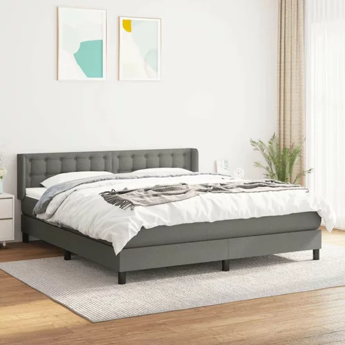  Box spring postelja z vzmetnico temno siva 160x200 cm blago, (20898455)