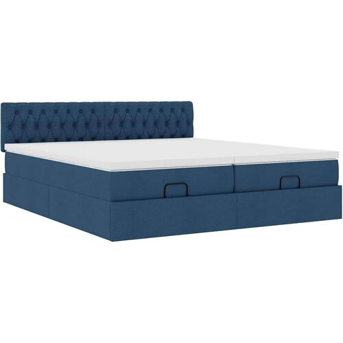 VidaXL Otomanski okvir kreveta s madracima plavi 200x200cm tkanine Slike