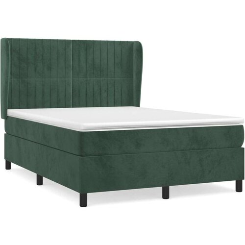 vidaXL Box spring postelja z vzmetnico temno zelena 140x200 Cene