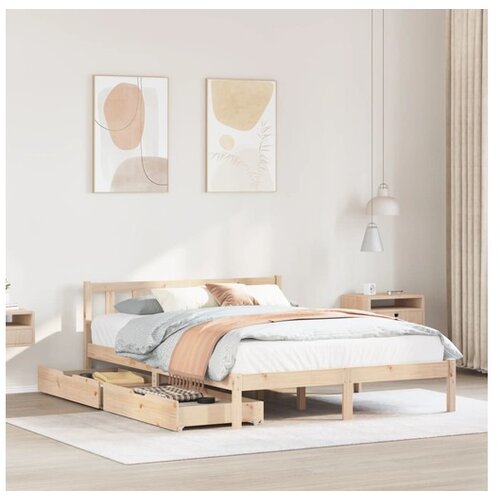 vidaXL Posteljni okvir brez vzmetnice 135x190 cm trdna borovina Cene