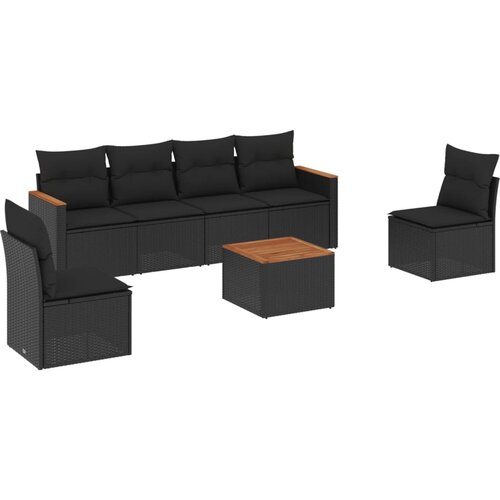 Maison Chic Seti vrtnega pohištva - Vrtna garnitura - Vrtni pohištvo set 7-delna z blazinami črn poli ratan, (21801318) Cene