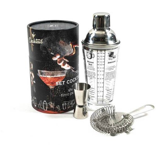 Mhome set me&amp;scaron;alnik za koktajl - cocktail Shaker 400ml, merica, cedilo, 3 kos, steklo, inox Slike