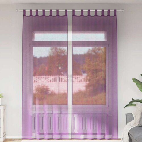 Voile zavjese s petljama 2 kom. ljubičaste 140x260 cm Cene