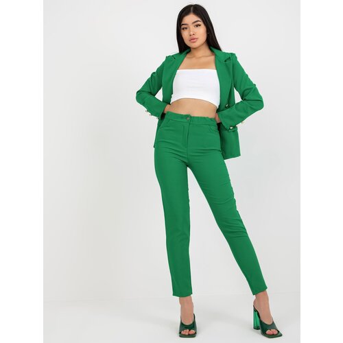 Fashion Hunters Women&amp;#039;s suit trousers with pockets - green Slike