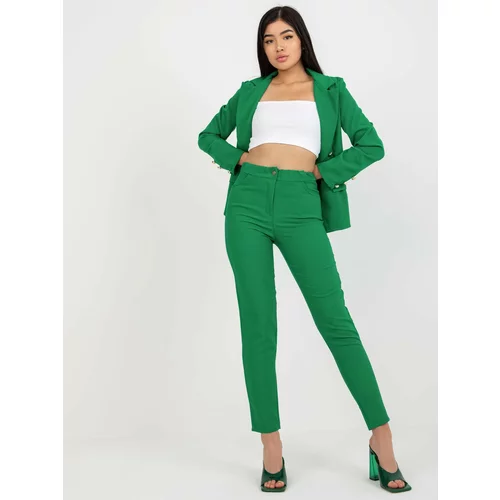 Fashionhunters Women's suit trousers with pockets - green