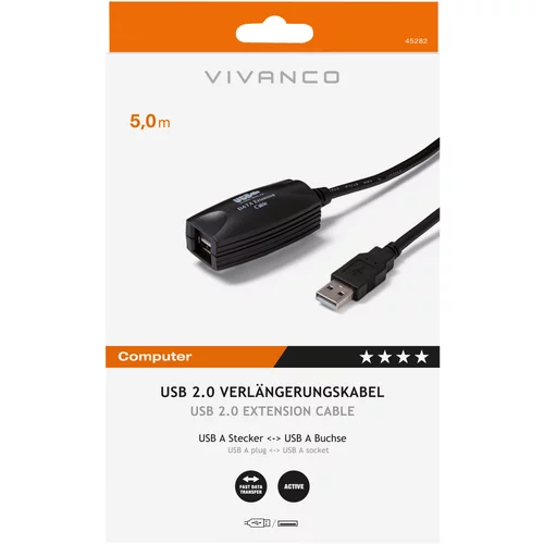Vivanco USB Verlängerung 5m Verstärkung VIVANCO 45282 CE U5 50A integrierte aktive Signalverstärkung