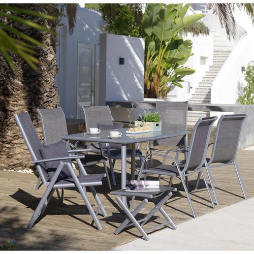 Ambia Garden STOL aluminij, jeklo srebrne barve, svetlo rjava Slike