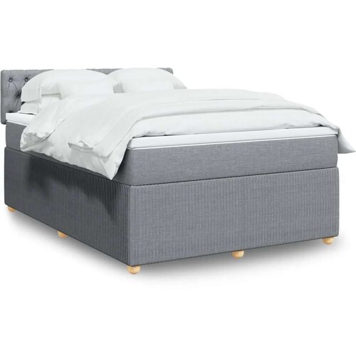  Krevet box spring s madracem svjetlosivi 140x200 cm od tkanine Cijene