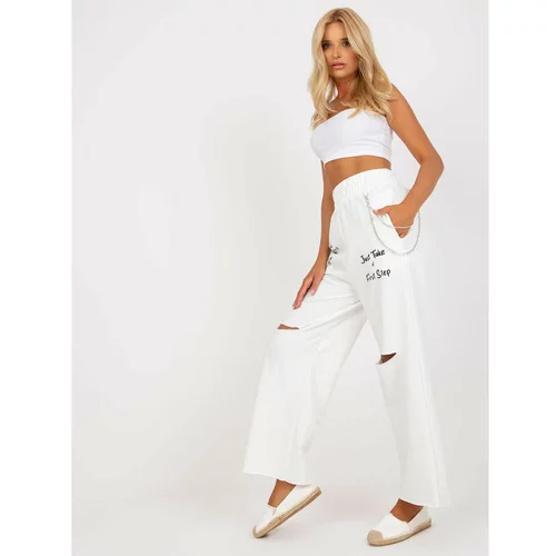 Fashion Hunters Women's white sweatpants with a wide leg
