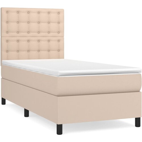 VidaXL Krevet s oprugama i madrac cappuccino 90x200 cm od umjetne kože Slike