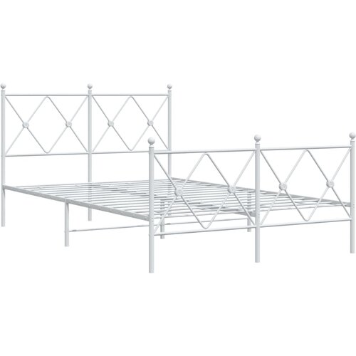 Metalni okvir kreveta uzglavlje i podnožje bijeli 120x190 cm Slike