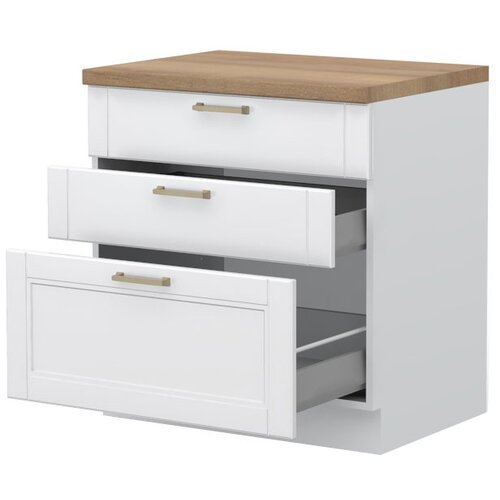 Jela ELEMENT ZA KUHINJO TARA R-80-3MBOX S KOVINSKIMI PREDALI-Bela mat lak Slike