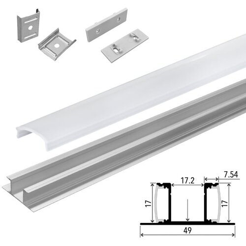  Set aluminijumski zidni profil za dve LED trake 2m 17x49 mm Slike