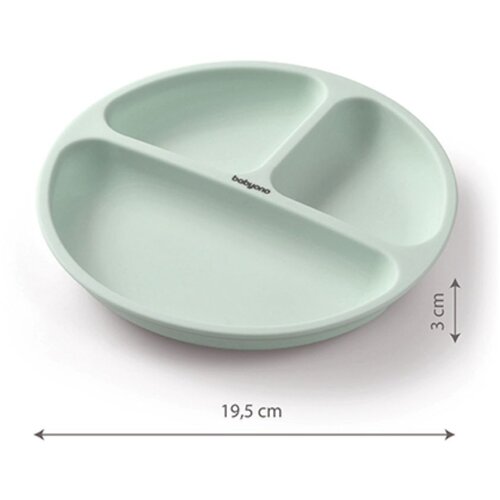 BabyOno Siilicone Plate 6m+ deljeni krožnik s priseskom Sage 1 kos Slike