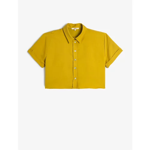 Koton Modal Blended Crop Shirt Short Sleeve Buttoned