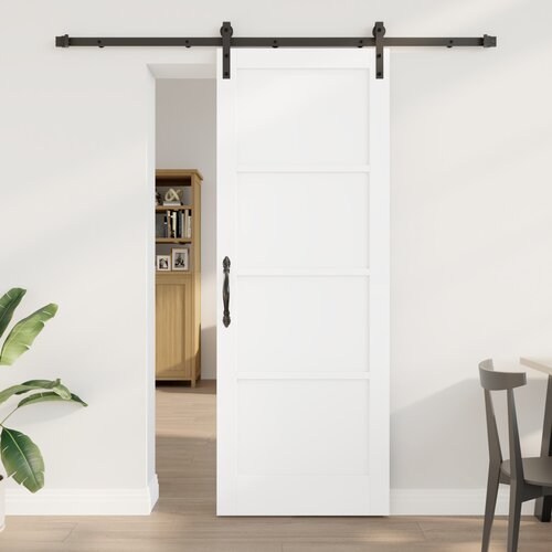 VidaXL Drsna vrata s kompletom opreme bela 78x211 cm masivni bor, Notranja vrata &amp;quot;ORKDAL&amp;quot; bela 78x211x4 cm masivni bor Slike