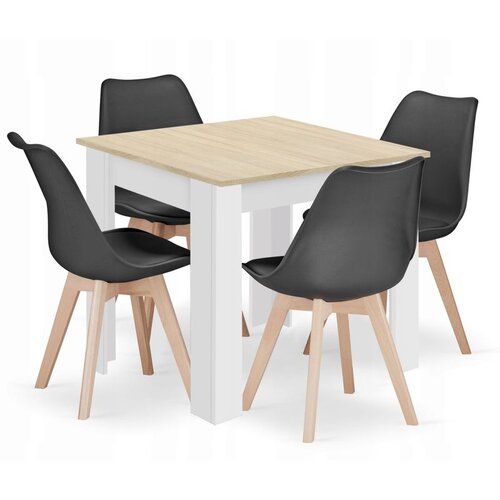  Garnitura kvadratnog stola 80x80 sonoma hrast + 4 MARK crne stolice Cijene