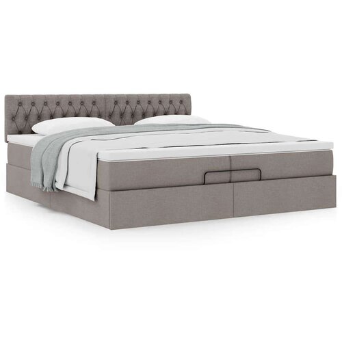 VidaXL Otomanski krevet s madracem smeđesivi 200x200 cm tkanine Slike