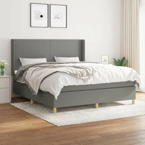  Box spring postelja z vzmetnico temno siva 180x200 cm blago, (20790974)