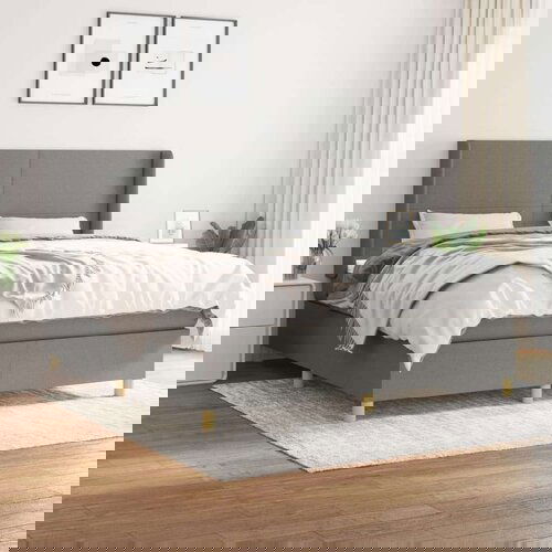  Kreveta s oprugama i madrac svjetlosivi 180x200cm tkanina Slike