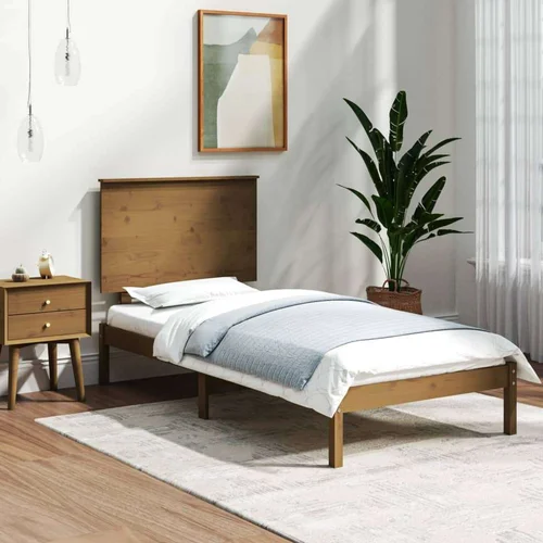  Posteljni okvir medeno rjav iz trdne borovine 100x200 cm, (20643163)