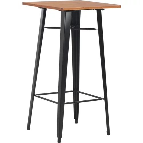 vidaXL Barska miza iz trdne borovine in jekla 60x60x108 cm črna