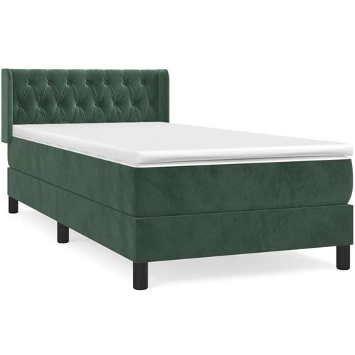 vidaXL Box spring krevet s madracem tamnozeleni 100x200 cm baršunasti Cene
