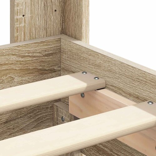  Krevetna konstrukcija s pohranom i uzglavljem Hrast sonoma Smeđa 135 x 190 cm Slike