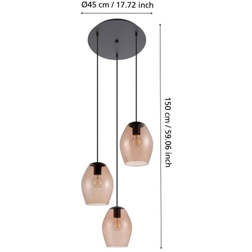 Eglo 390161 - visilica na sajli estanys 3xE27/40W/230V braon Slike