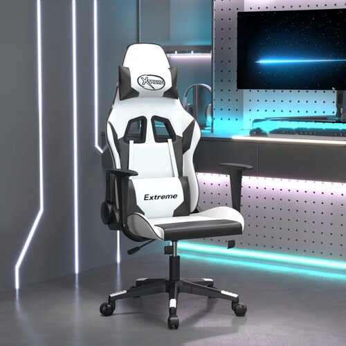 vidaXL Gaming stol bela in črna umetno usnje Cene