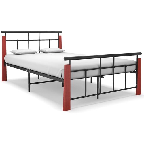 Kovina Posteljni okvir kovina in trdna hrastovina 120x200 cm Cene