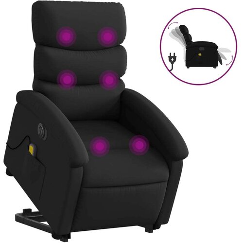 VidaXL Električni masažni naslonjač na podizanje od umjetne kože crni Slike