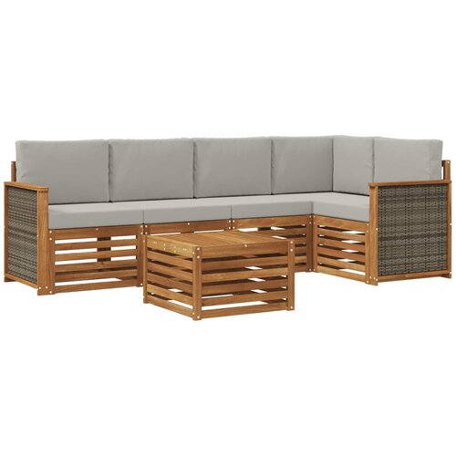 vidaXL Kotna sedežna garnitura z blazino 5 pcs Naravna in svetlo siva, (5000283699) Cene