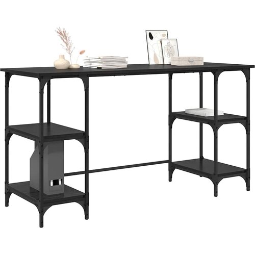  Stol Crni hrast Konstruirano drvo 140 x 50 x 75 cm Slike