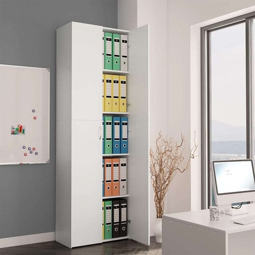  Pisarni&amp;scaron;ka omara bela 60x32x190 cm iverna plo&amp;scaron;ča, (20705945) Slike