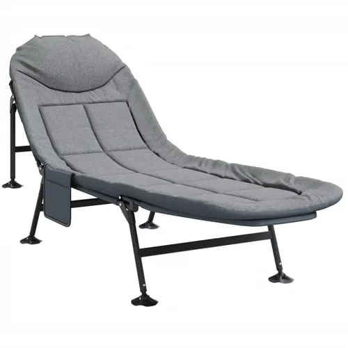 vidaXL Ribiška postelja z nogami za blato zložljiva siva melanž, (21212955)