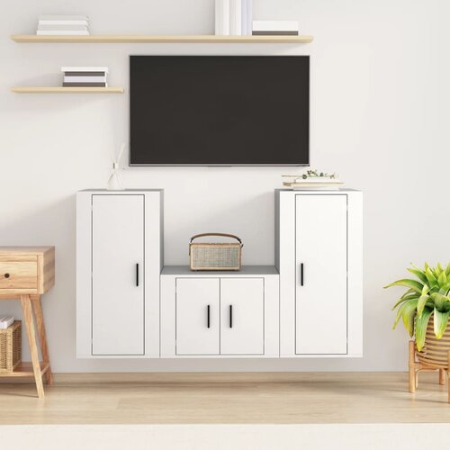 The Living Store Komplet TV omaric 3-delni bel inženirski les - Komplet TV Omaric, (21374580) Cene