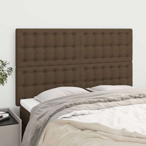  Posteljno vzglavje 4 kosa temno rjav 72x5x78/88 cm blago, (20932685) Cene