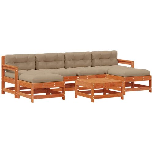  Set lounge namje&amp;scaron;taja za vrt 7 pcs Vosak smeđa i taupe - Vosak smeđa bor Slike