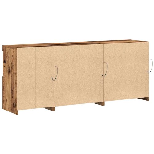  Sideboard s LED svjetlima Starinsko drvo 162x37x67 cm Drvo predviđeno za obradu Slike