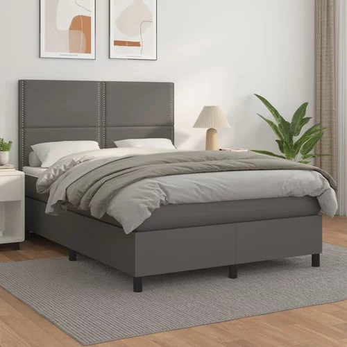  Krevet s oprugama i madracem sivi 140x190 cm od umjetne kože