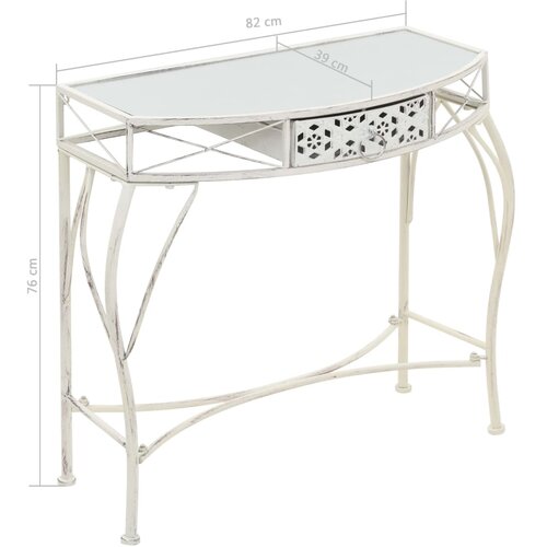  Bočni stolić u francuskom stilu metalni 82 x 39 x 76 cm bijeli Slike
