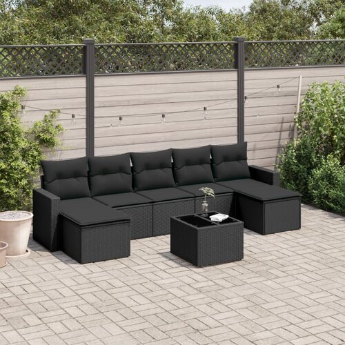  8-dijelni set vrtnih sofa od poliratana s jastucima crni Cijene