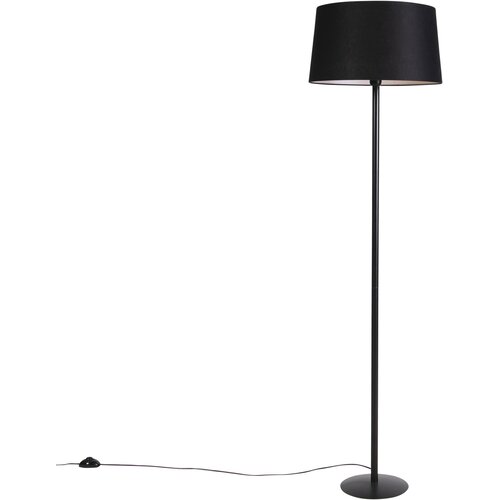 QAZQA Stoječa svetilka črna s platnenim odtenkom črna 45 cm - Simplo Slike