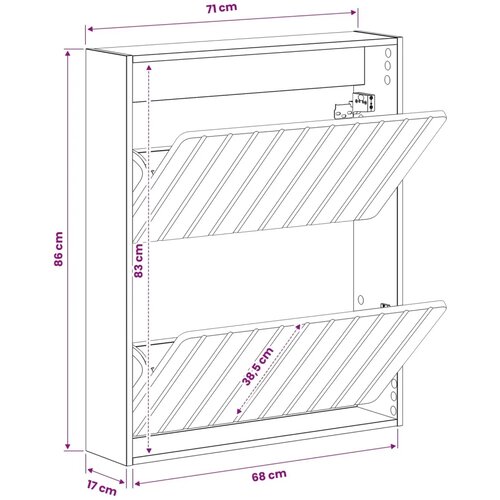  Ormar za cipele na zidu ZWOLLE 71 x 17 x 86 cm Staro drvo - Staro drvo Slike